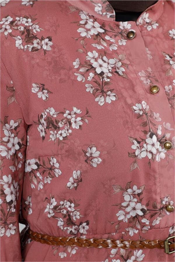 Çiçekli Şifon Elbise Gül