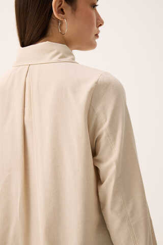 Çift Yaka Keten Gömlek Taş - 10