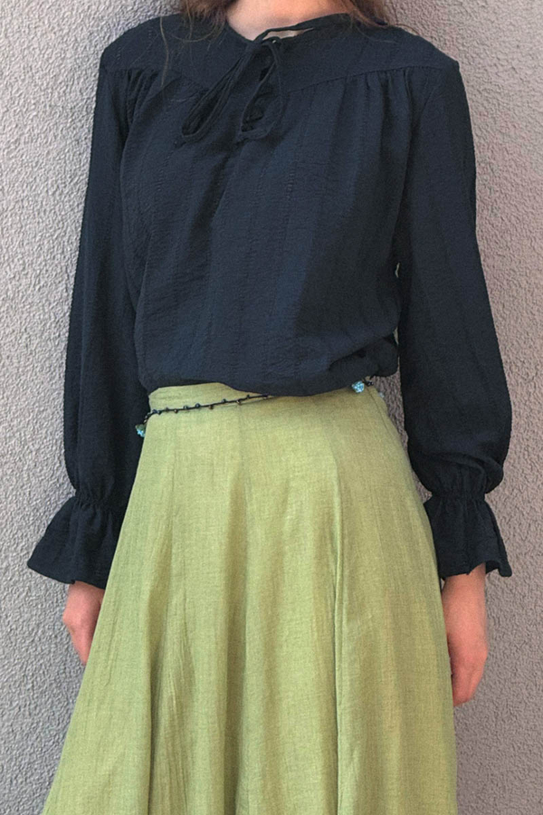 Çizgi Dokulu Gömlek Lacivert - 4