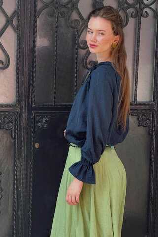 Çizgi Dokulu Gömlek Lacivert - 7