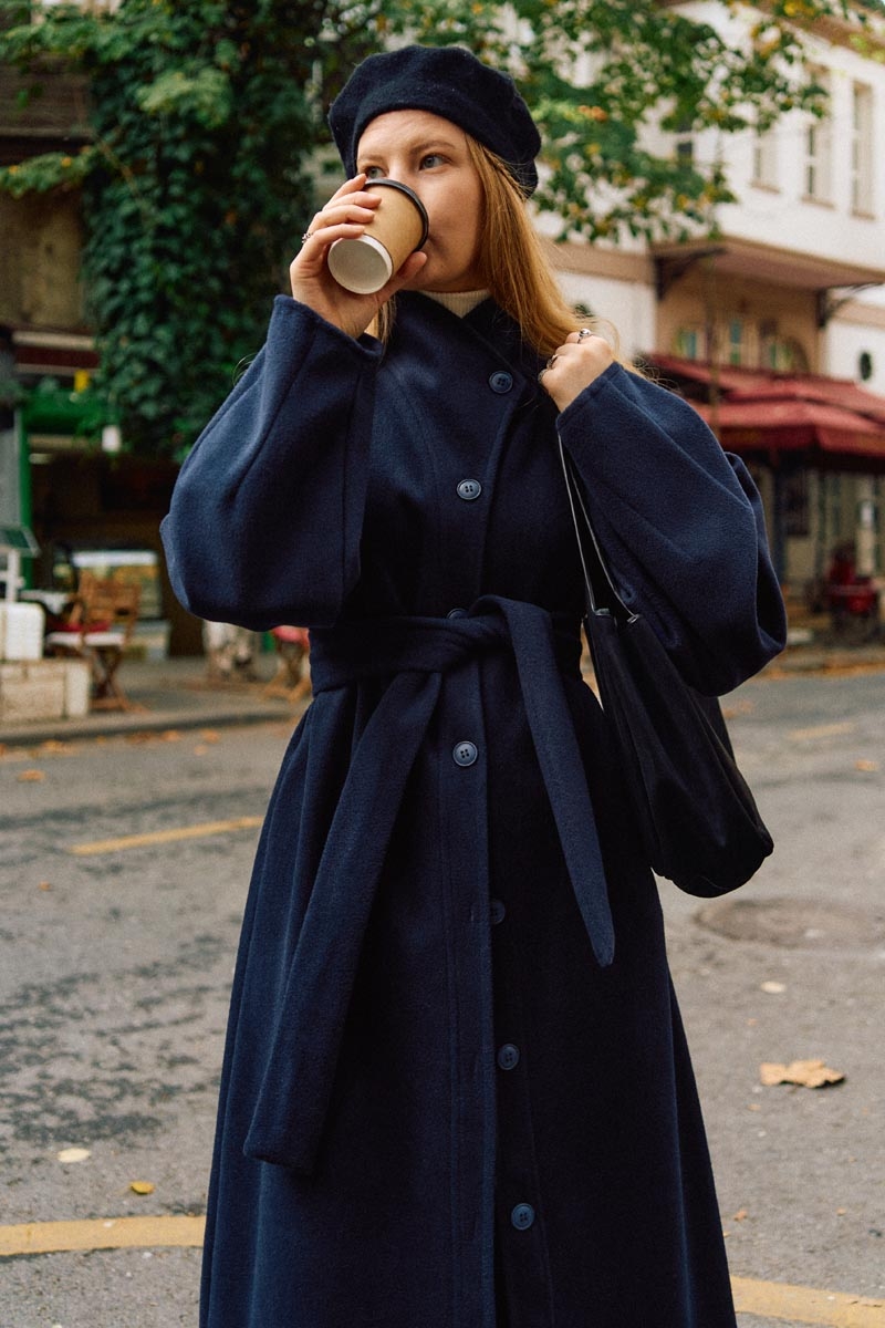 Coat with Dart Detail Navy