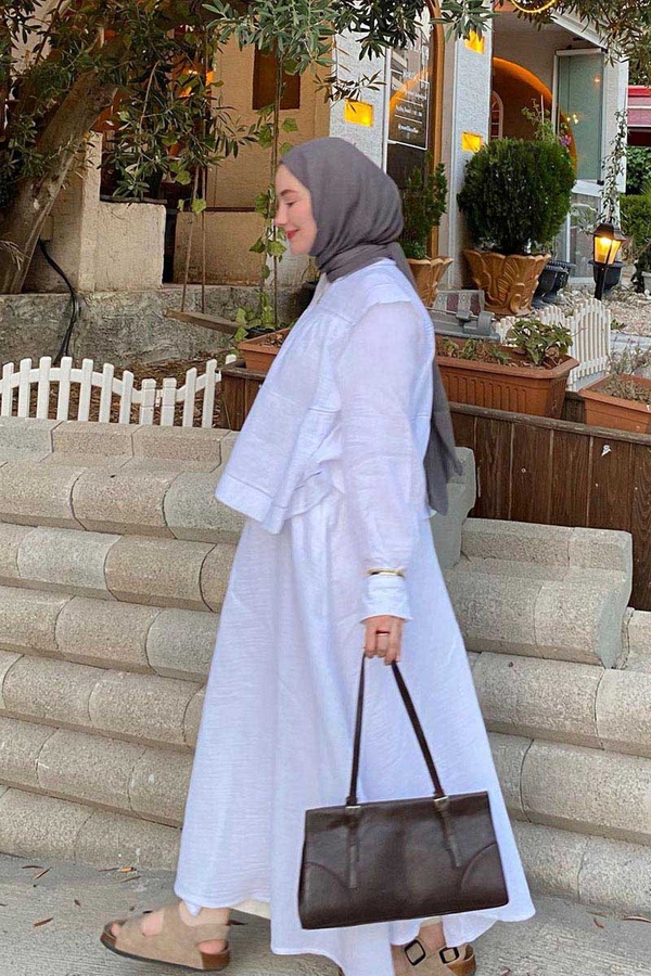 Contrast Stitch Muslin Blouse White (1)