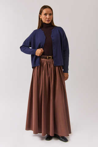 Crew Neck Premium Knit Cardigan Navy Blue - 7