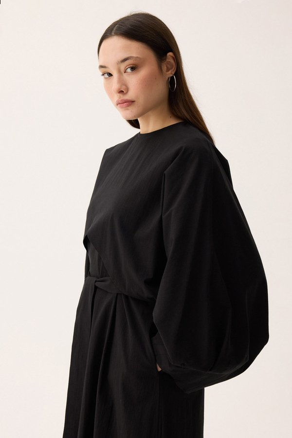 Croplu Elbise Takım Siyah - 6