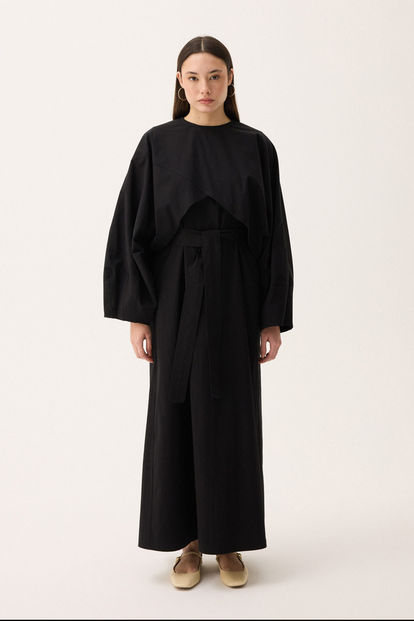 Croplu Elbise Takım Siyah - 1