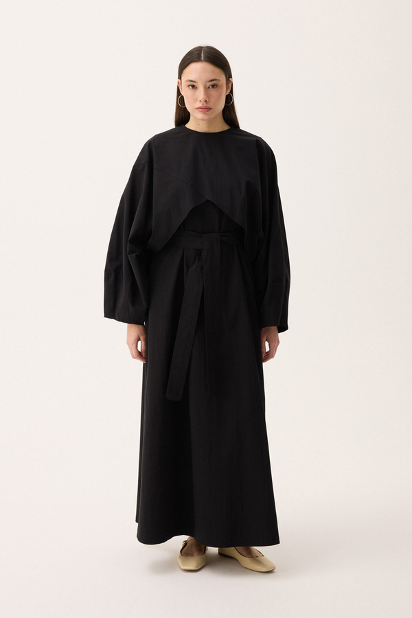 Croplu Elbise Takım Siyah - 3