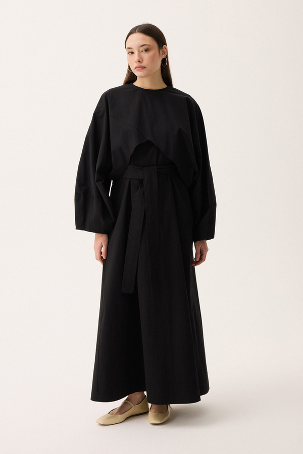 Croplu Elbise Takım Siyah - 9