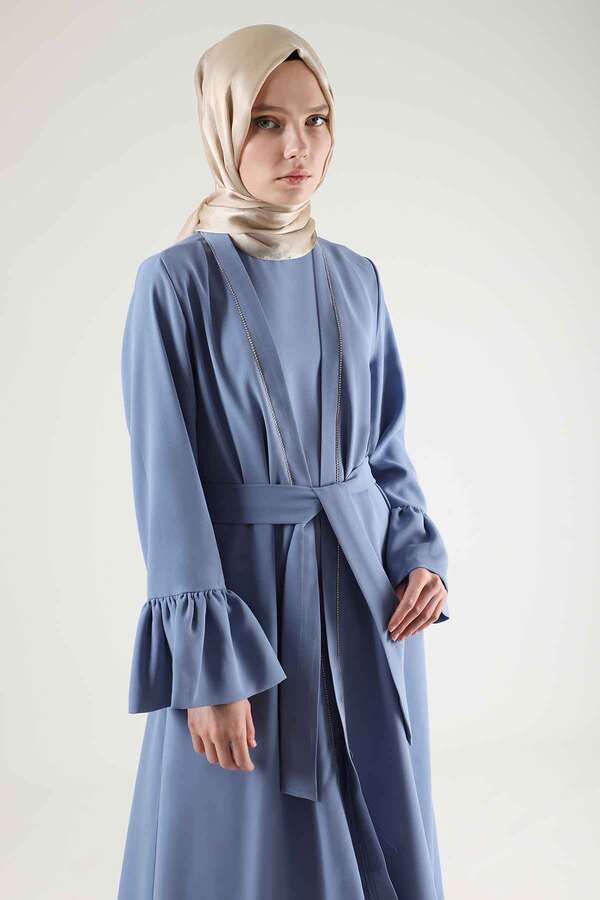 Cuff Flywheel Stone Abaya Suit Baby Blue - 2