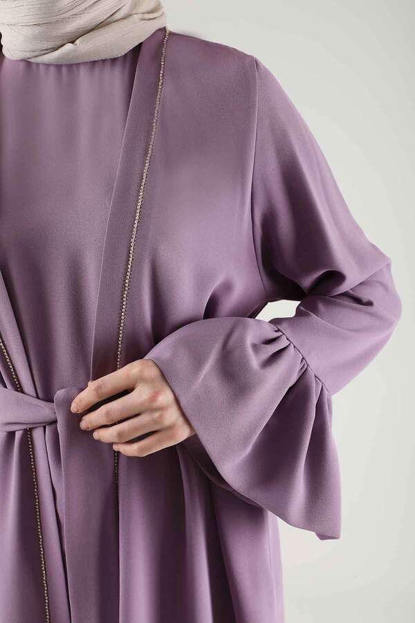 Cuff Flywheel Stone Abaya Suit Lilac - 2