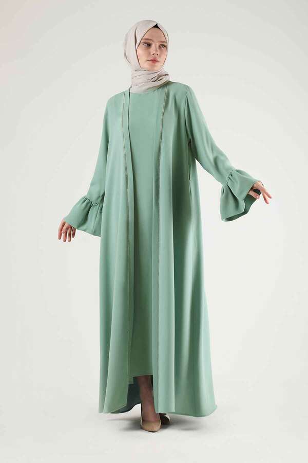 Cuff Flywheel Stone Abaya Suit Mint - 1