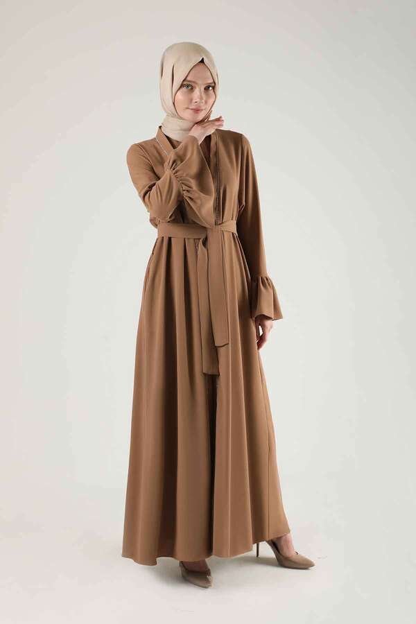 Cuff Flywheel Stone Abaya Suit Tan - 1