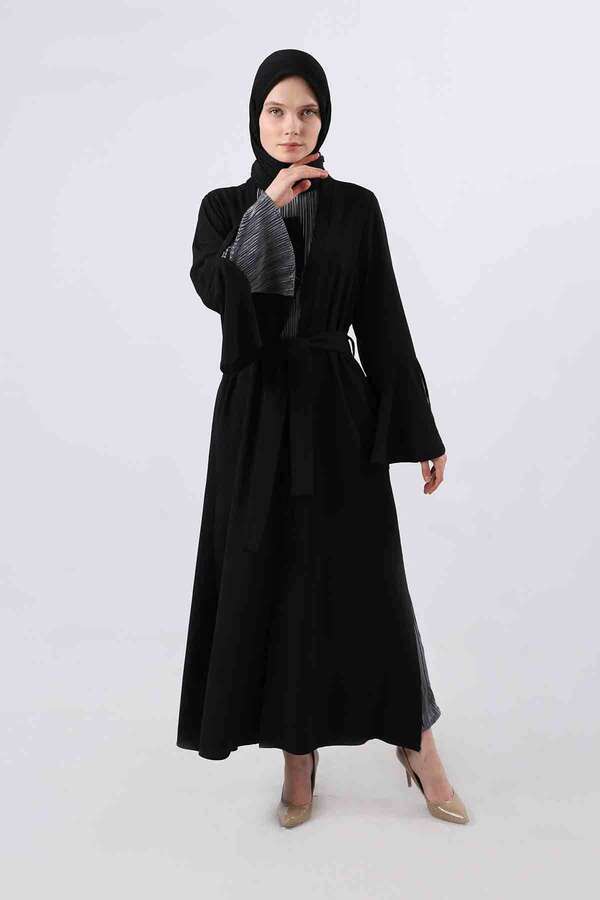 Cuff Slit Abaya Suit Black - 1