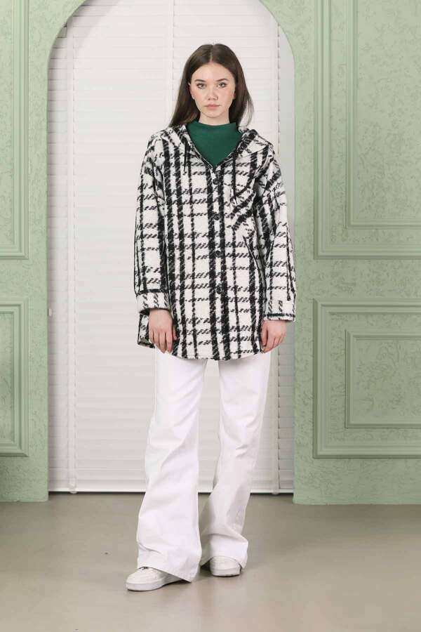 Curly Hooded Shirt Jacket White - 4