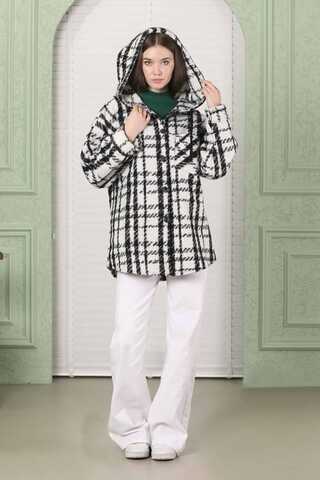 Curly Hooded Shirt Jacket White - 3