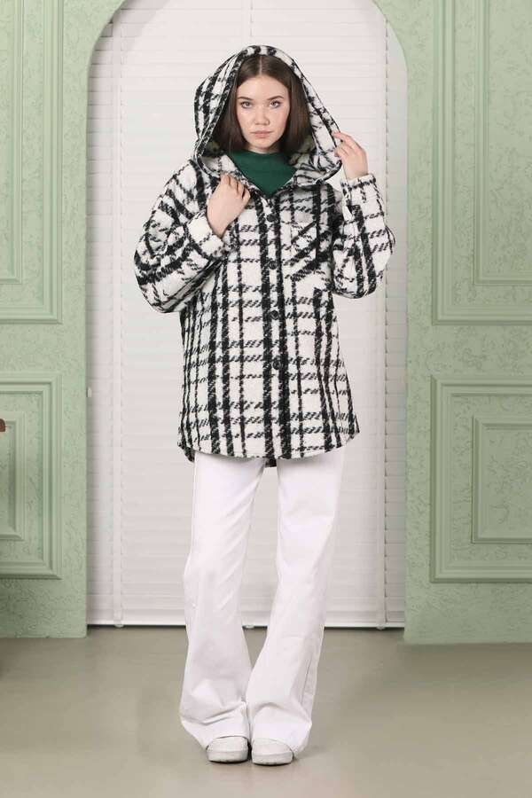 Curly Hooded Shirt Jacket White - 3