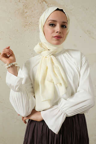 Dalga Desenli Şal Ekru - 1