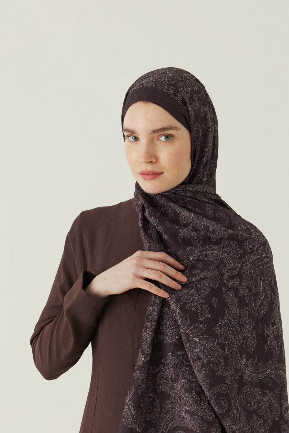 Desenli Bambu Şal Acı Kahve 