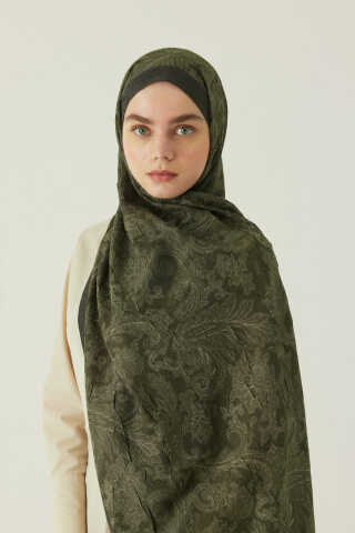 Desenli Bambu Şal Haki - 1