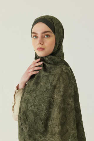 Desenli Bambu Şal Haki - 2