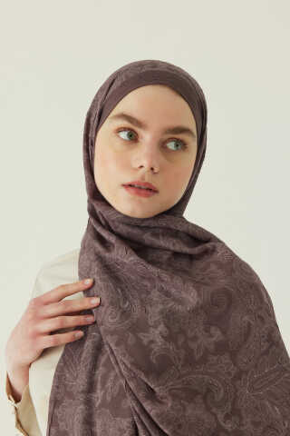 Desenli Bambu Şal Kahverengi - 2