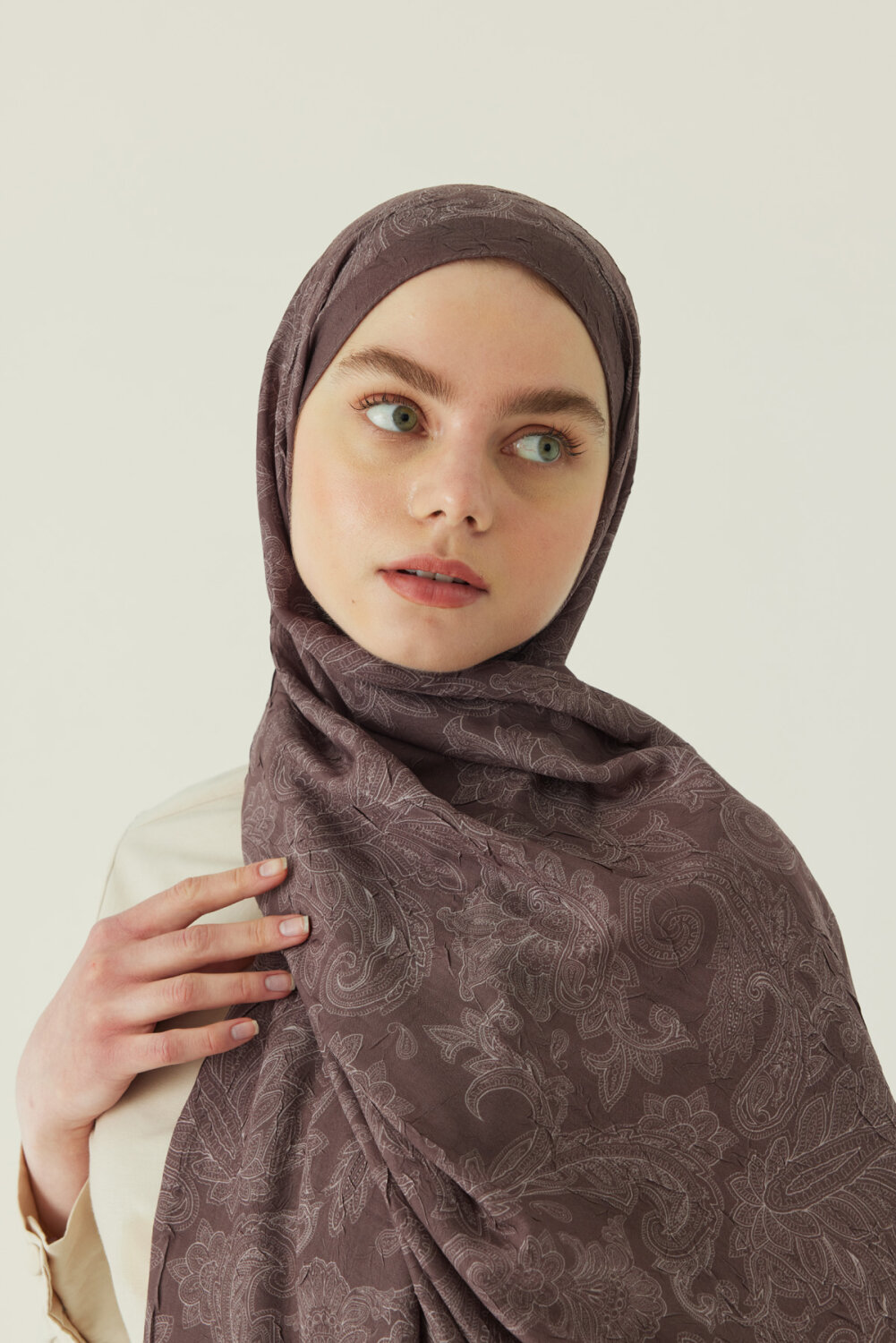 Desenli Bambu Şal Kahverengi - 2