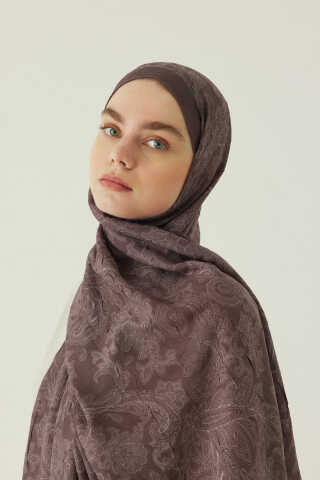 Desenli Bambu Şal Kahverengi - 4