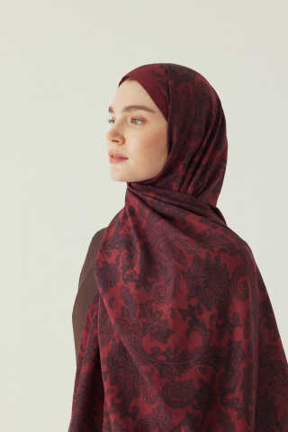 Desenli Bambu Şal Kırmızı - 2