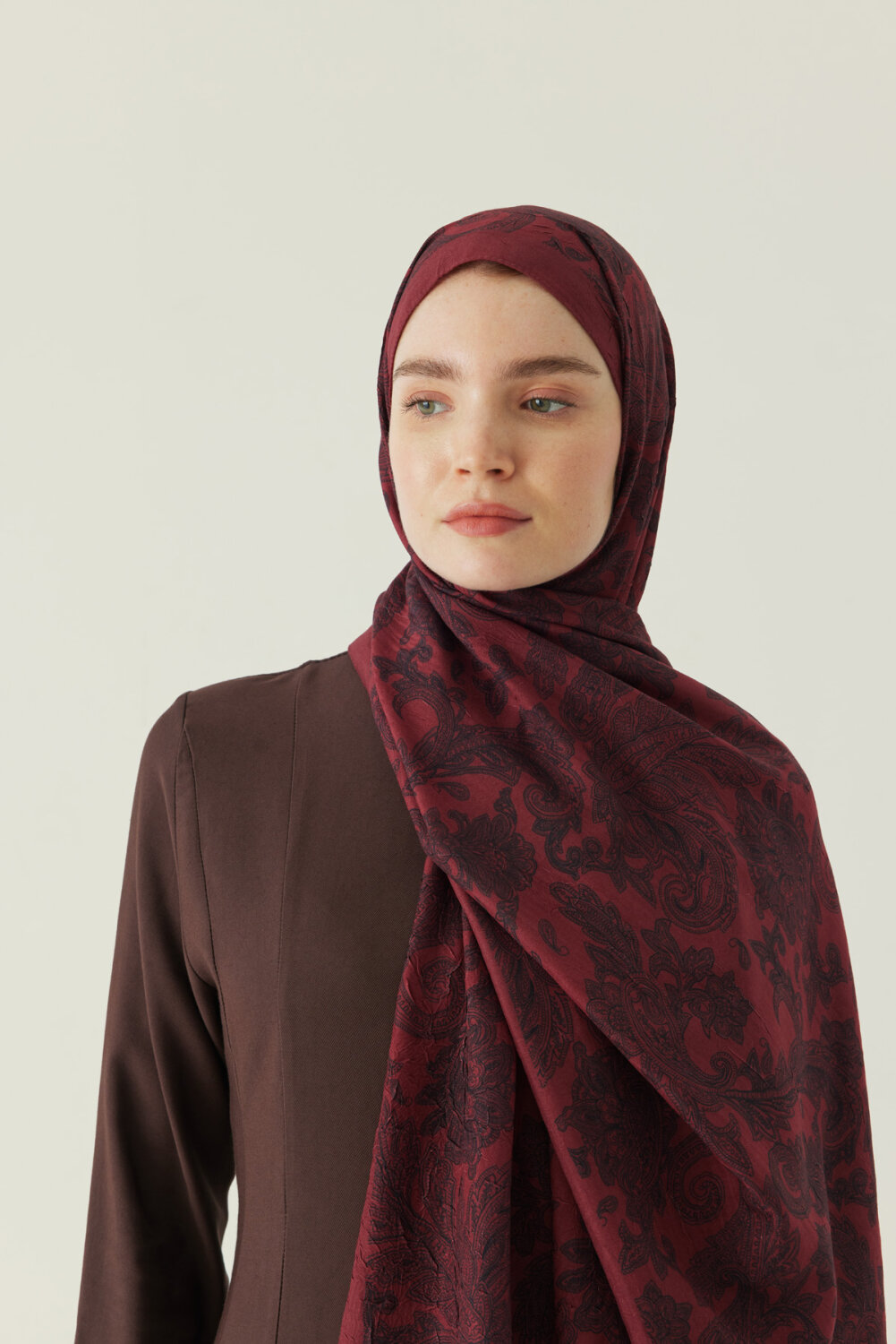 Desenli Bambu Şal Kırmızı - 3