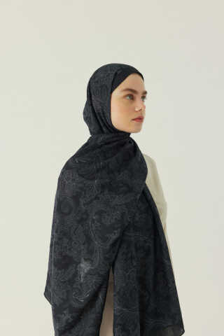 Desenli Bambu Şal Siyah - 3
