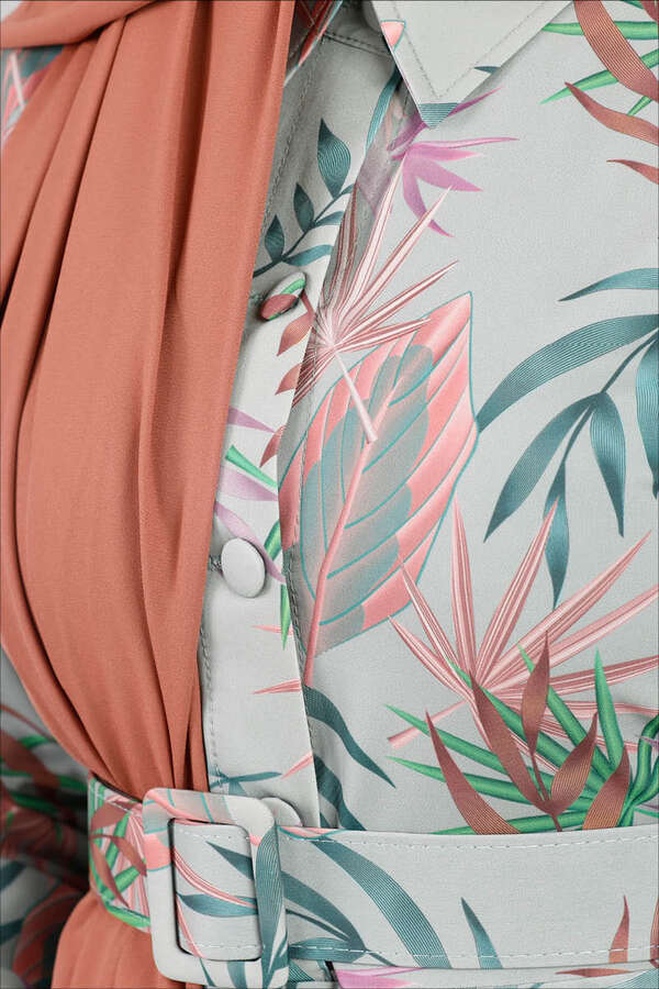 Desenli Elbise Mint