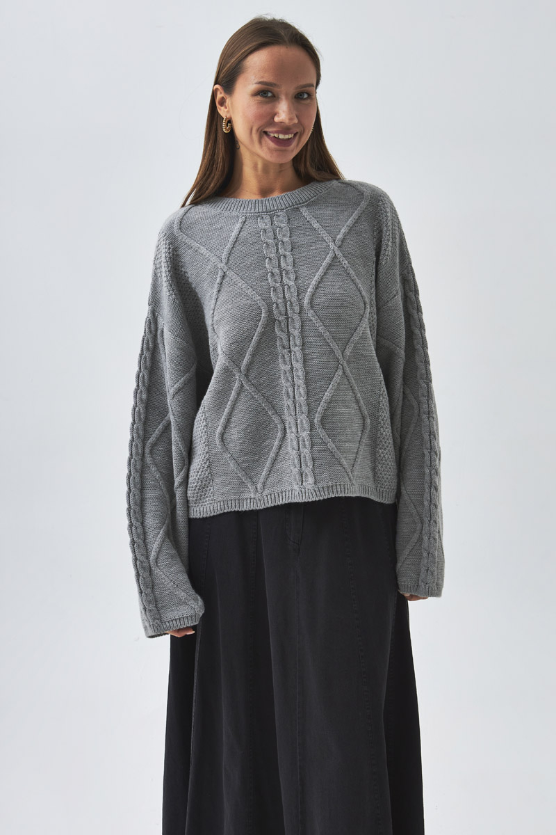 Diamond Knit Sweater Grey