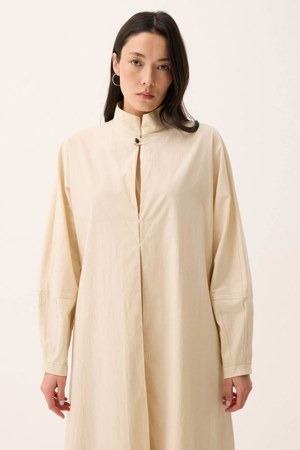 Dik Yaka Düğmeli Elbise Taş - 7