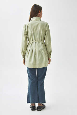 Dikiş Detaylı Robalı Gömlek Açık Yeşil - 8