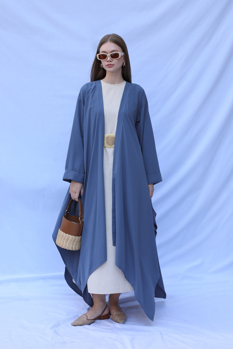 Dökümlü Abaya İndigo