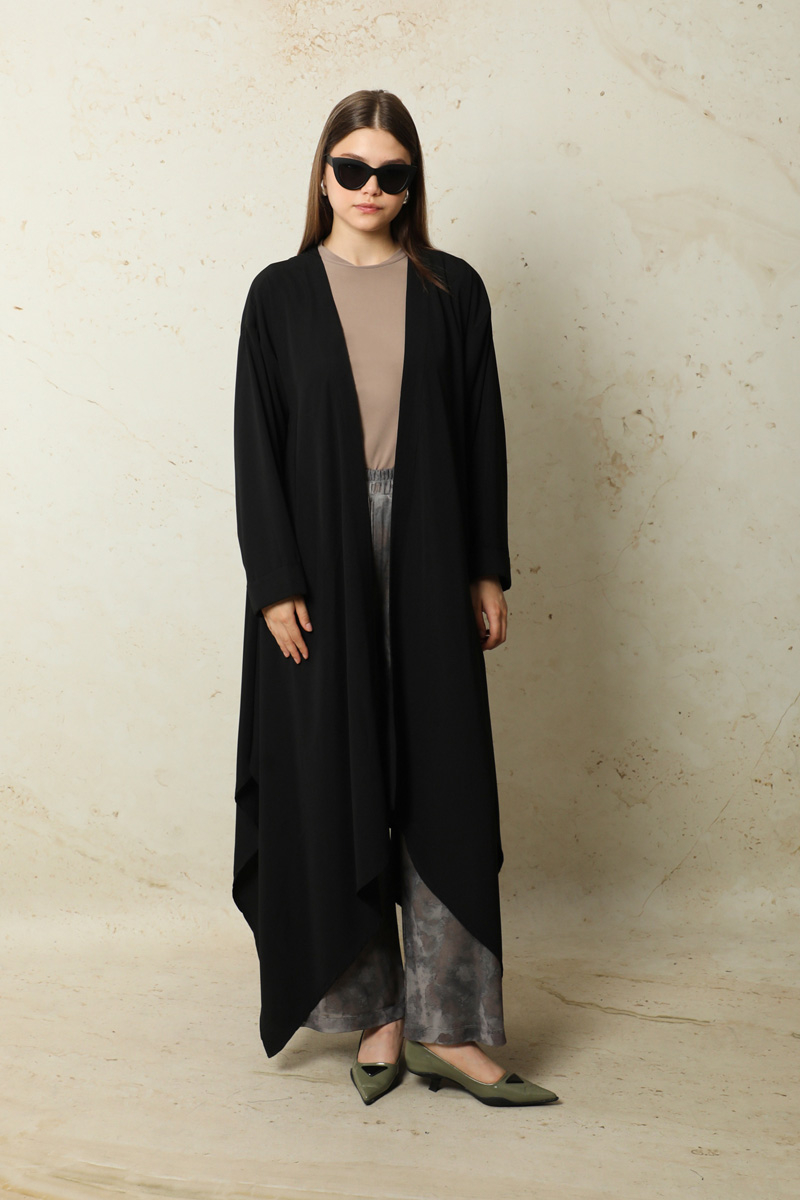 Dökümlü Abaya Siyah