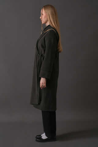 Double-Breasted Belted Coat Anthracite - 7