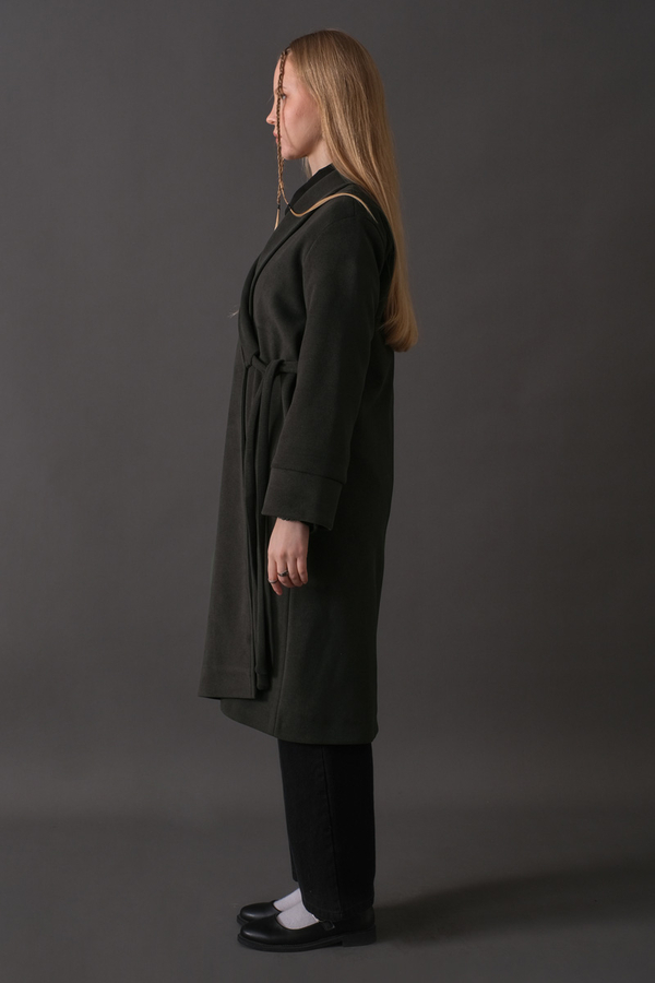 Double-Breasted Belted Coat Anthracite - 7