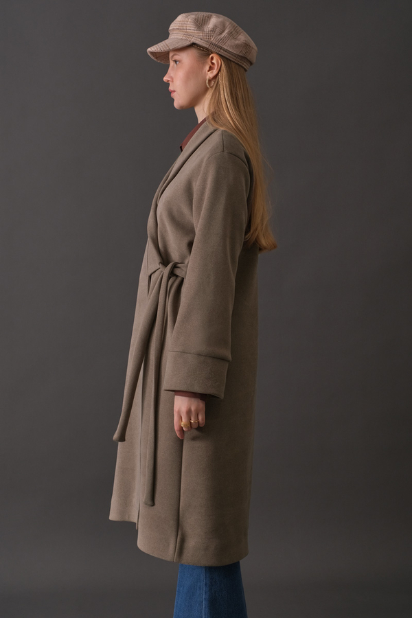 Double Breasted Wrap Coat Mink - 6