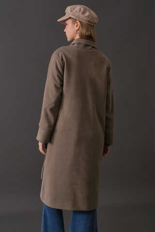 Double Breasted Wrap Coat Mink - 17