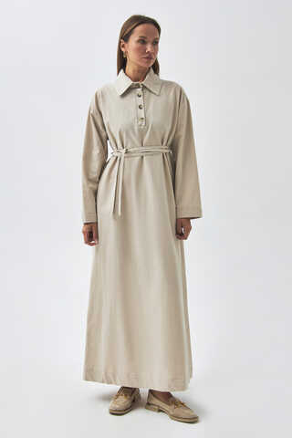 Dropped Shoulder Buttoned Dress Stone - 3