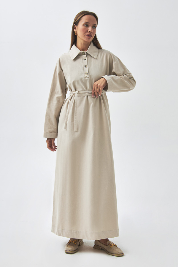 Dropped Shoulder Buttoned Dress Stone - 6