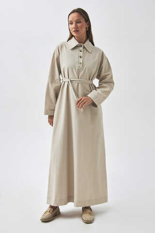 Dropped Shoulder Buttoned Dress Stone - 7