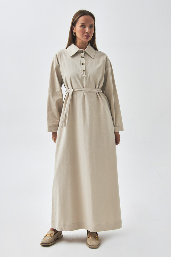 Dropped Shoulder Buttoned Dress Stone - 8