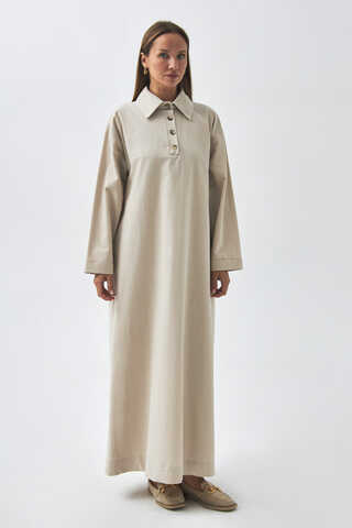 Dropped Shoulder Buttoned Dress Stone - 10