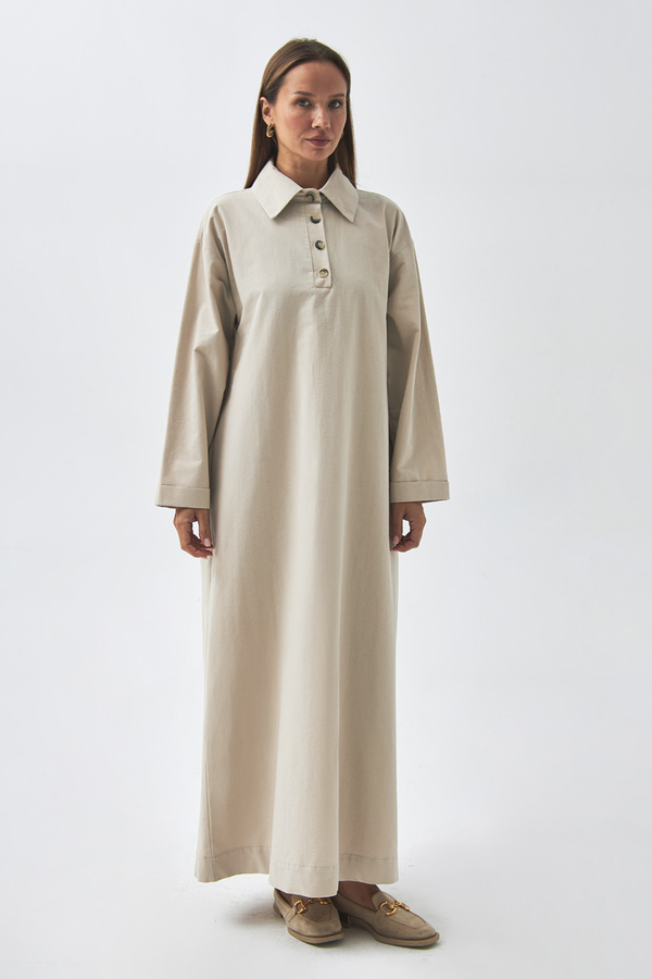 Dropped Shoulder Buttoned Dress Stone - 10