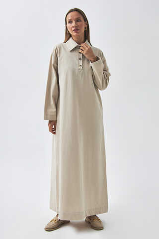 Dropped Shoulder Buttoned Dress Stone - 11