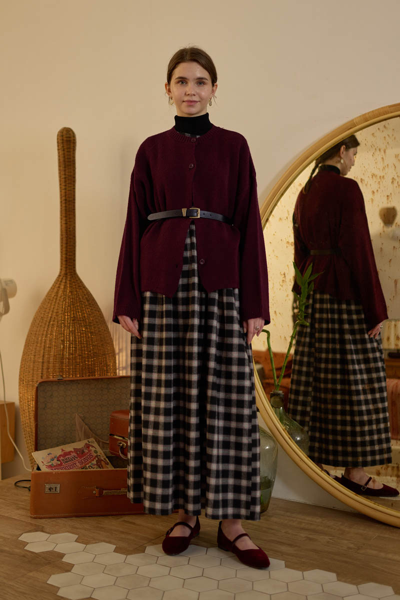 Düğmeli Triko Hırka Bordo