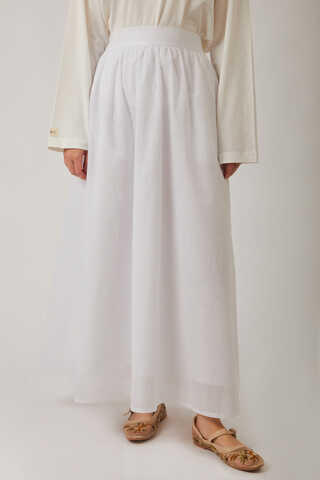 Duru Büzgülü Etek Beyaz - 7