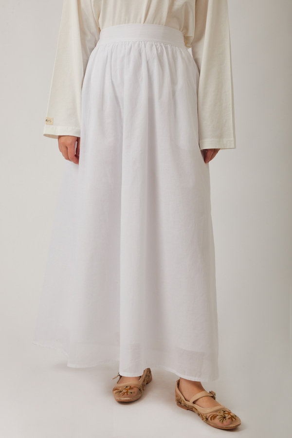 Duru Büzgülü Etek Beyaz - 7