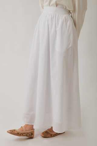 Duru Büzgülü Etek Beyaz - 5